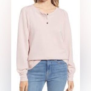 Madewell Henley Puff Sleeve Sweatshirt size L